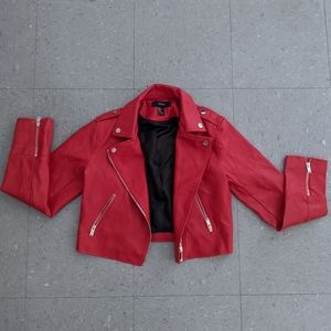 Chopped Cherry Red Pleather Jacket